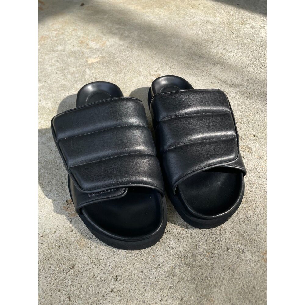 GIA BORGHINI leather quilted slip on slides sandal made in Italy 40 EUC